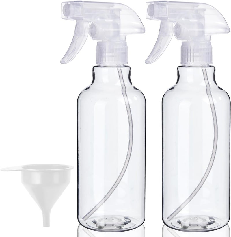 Bealee Plastic Spray Bottles, 2-Pack, 16.9 Oz, Mist & Stream, Heavy Duty Spraying, Empty Water Spray Bottle for Cleaning Solutions, Essential Oils, Hair, Plants, BBQ, Cat Dog Behavior Correction (Clear) - Image 1